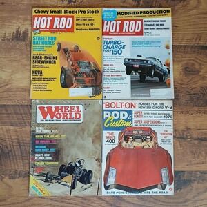 Lot of 4 Vtg Mixed Car Magazine Hot Rod Wheel World Rod & Custom 1968-1971 EUC